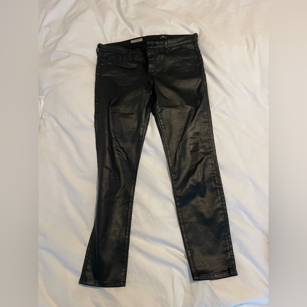 AG coated black super skinny ankle jean
